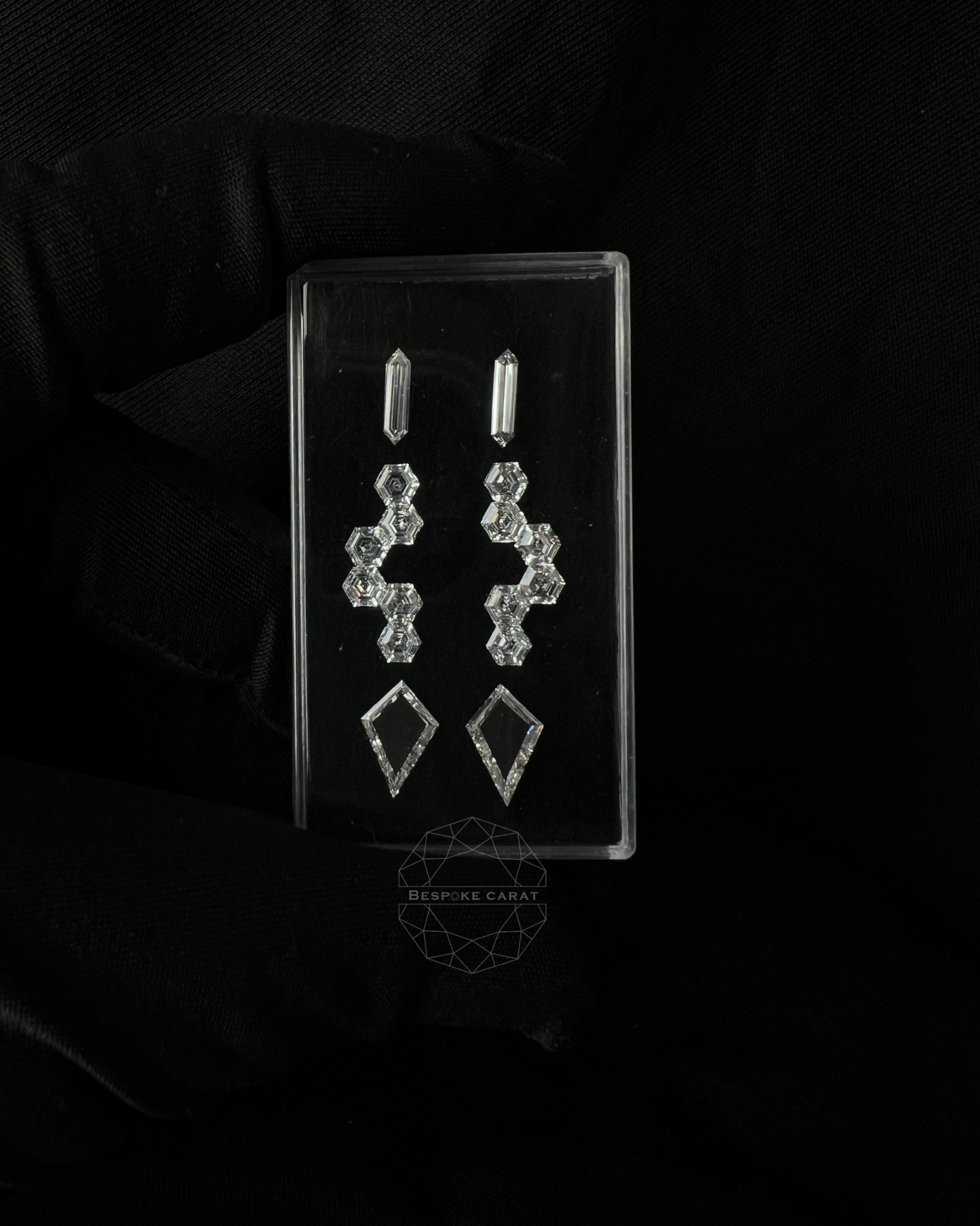 Geometric Hexagon & Kite Drop Earring Lab Grown Diamond Layout