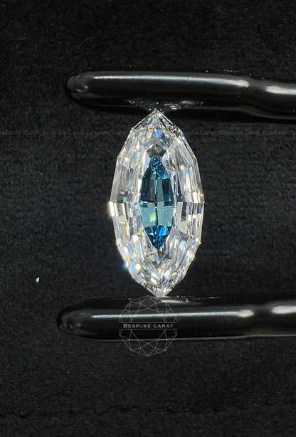 Marquise Step Cut Two Tone Lab Grown Diamond | White & Vivid Blue