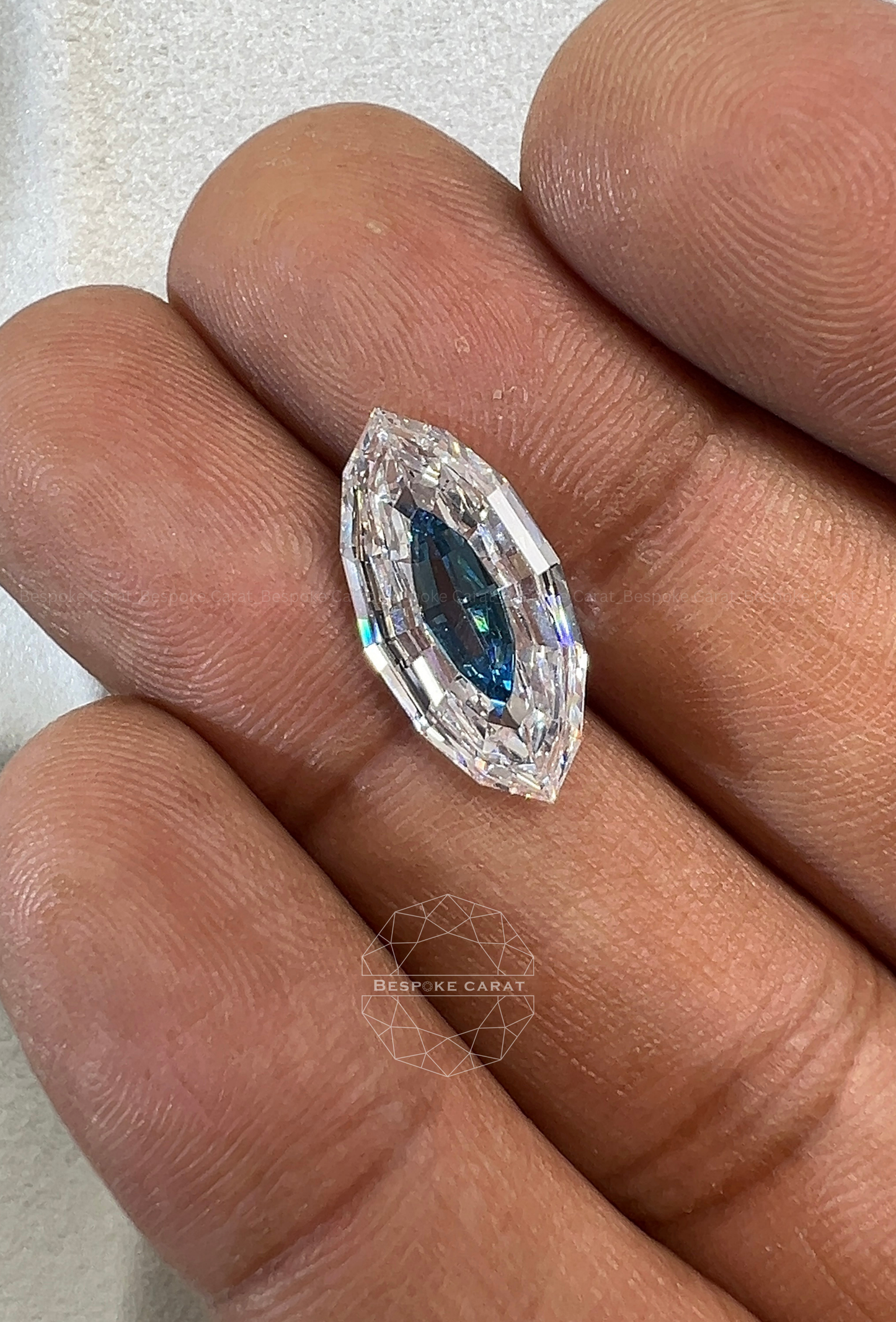 Marquise Step Cut Two Tone Lab Grown Diamond | White & Vivid Blue