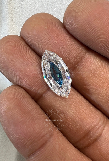 Marquise Step Cut Two Tone Lab Grown Diamond | White & Vivid Blue