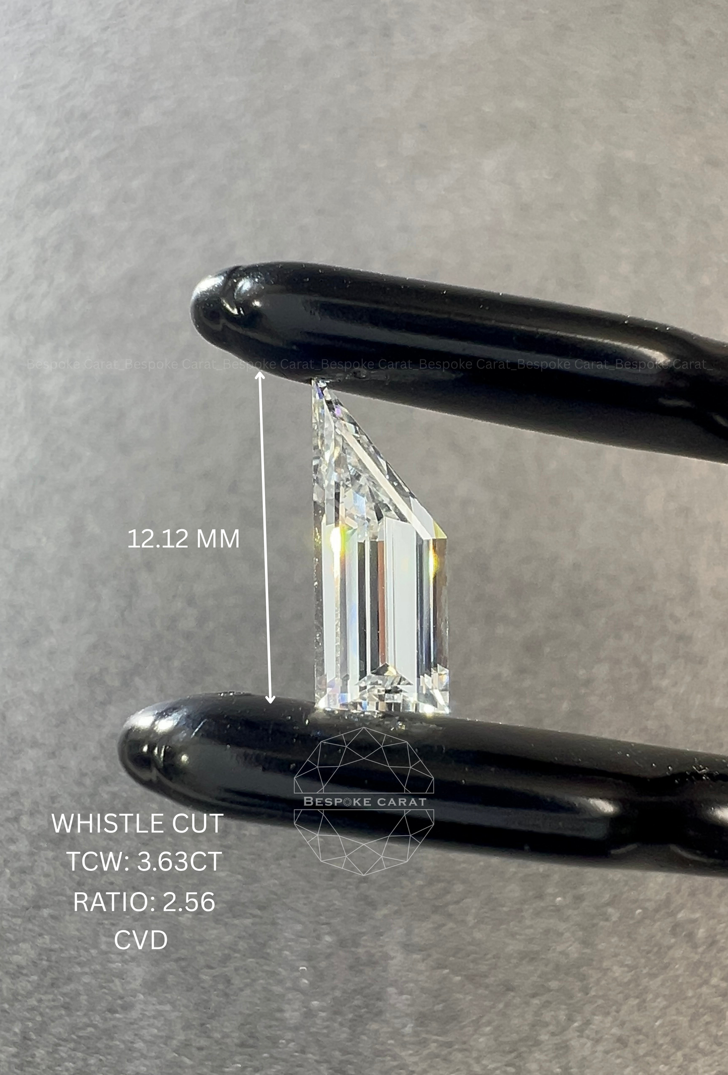 Elongated Whistle Cut Lab Grown Diamond 1.20 CT 12mm