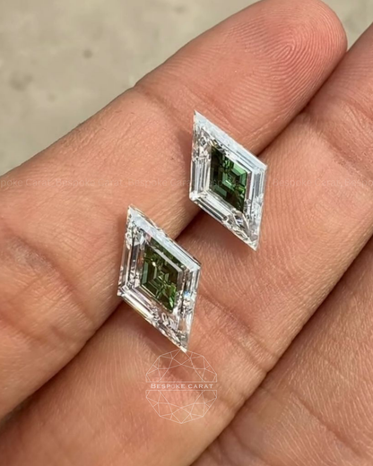 Two Tone Lozenge Shape Lab Grown Diamond Matching Pair