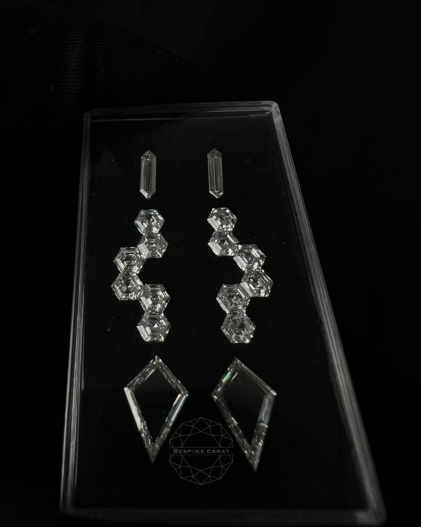 Geometric Hexagon & Kite Drop Earring Lab Grown Diamond Layout