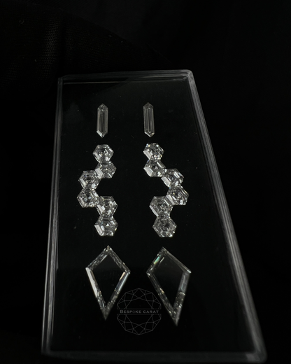 Geometric Hexagon & Kite Drop Earring Lab Grown Diamond Layout