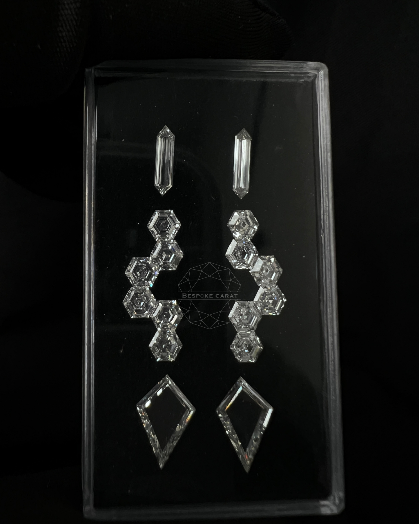 Geometric Hexagon & Kite Drop Earring Lab Grown Diamond Layout