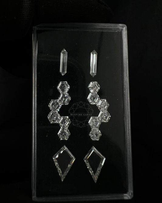 Geometric Hexagon & Kite Drop Earring Lab Grown Diamond Layout