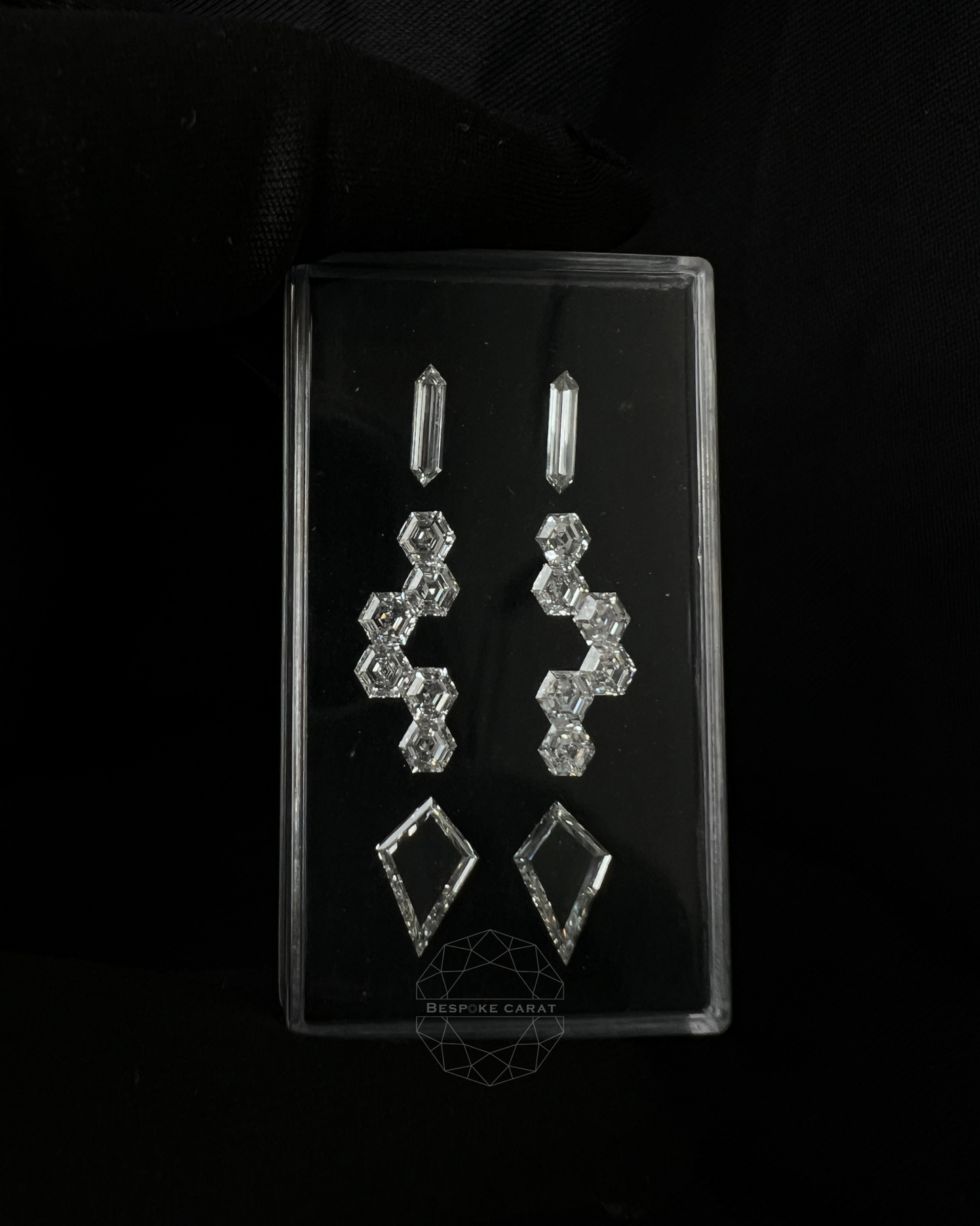 Geometric Hexagon & Kite Drop Earring Lab Grown Diamond Layout