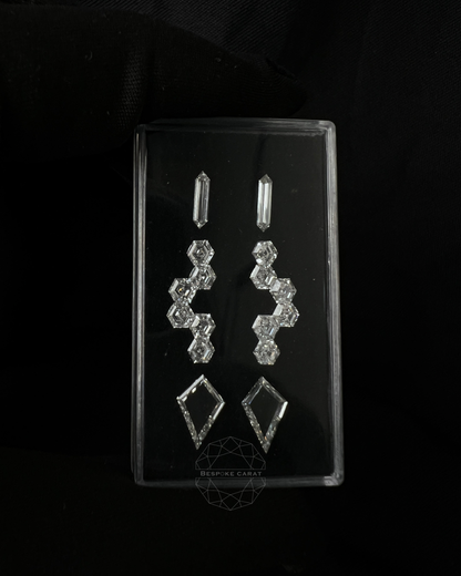 Geometric Hexagon & Kite Drop Earring Lab Grown Diamond Layout