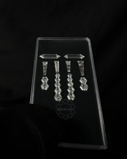 Hanging Chandelier Drop Earring Lab Grown Diamond Layout | Hexagon & Tapered Baguette