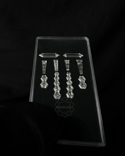 Hanging Chandelier Drop Earring Lab Grown Diamond Layout | Hexagon & Tapered Baguette