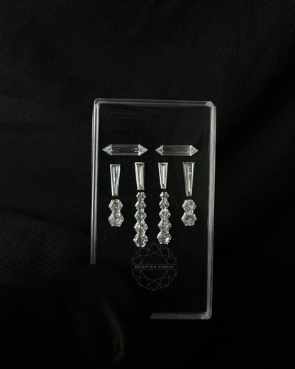 Hanging Chandelier Drop Earring Lab Grown Diamond Layout | Hexagon & Tapered Baguette