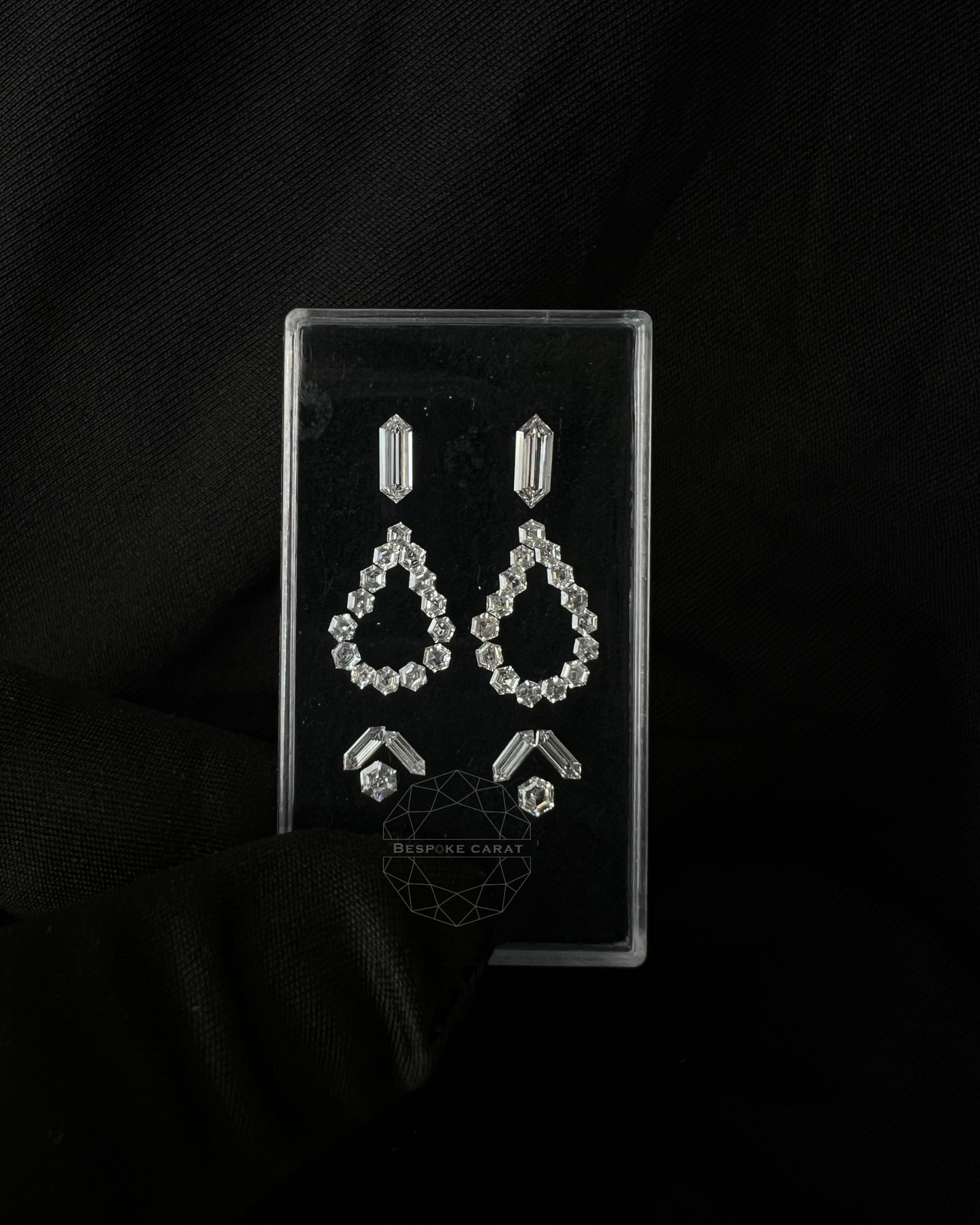 Hexagon Outline Drop Earring Layout | Elongated Hexagon Lab Grown Diamonds