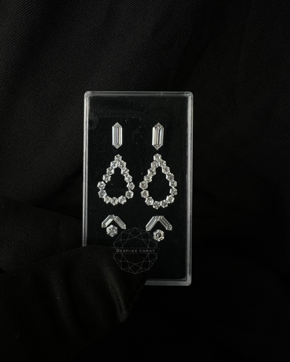Hexagon Outline Drop Earring Layout | Elongated Hexagon Lab Grown Diamonds