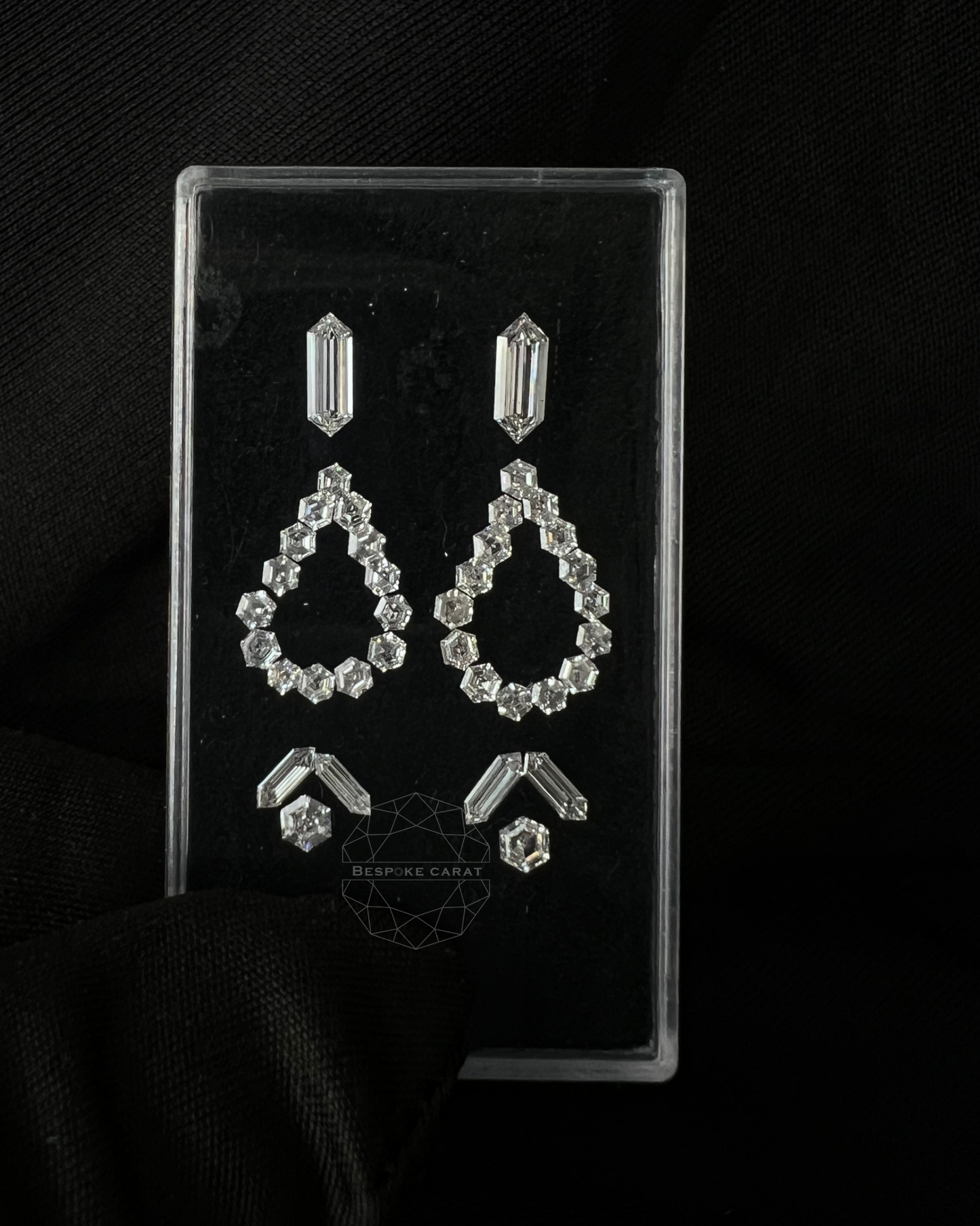 Hexagon Outline Drop Earring Layout | Elongated Hexagon Lab Grown Diamonds