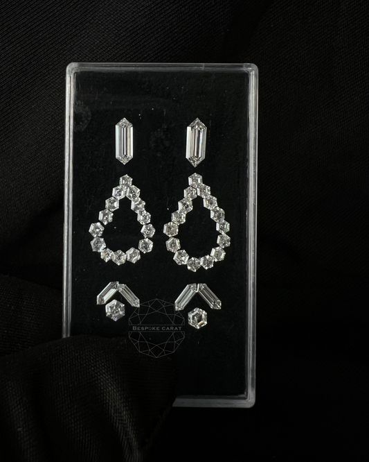 Hexagon Outline Drop Earring Layout | Elongated Hexagon Lab Grown Diamonds