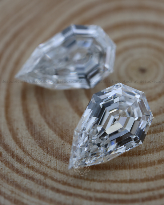 Pear Step Cut Lab Grown Diamond Matching Pair | E-F VVS | Perfect for Earrings | 4.18 CT Total