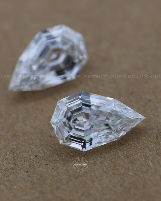 Pear Step Cut Lab Grown Diamond Matching Pair | E-F VVS | Perfect for Earrings | 4.18 CT Total