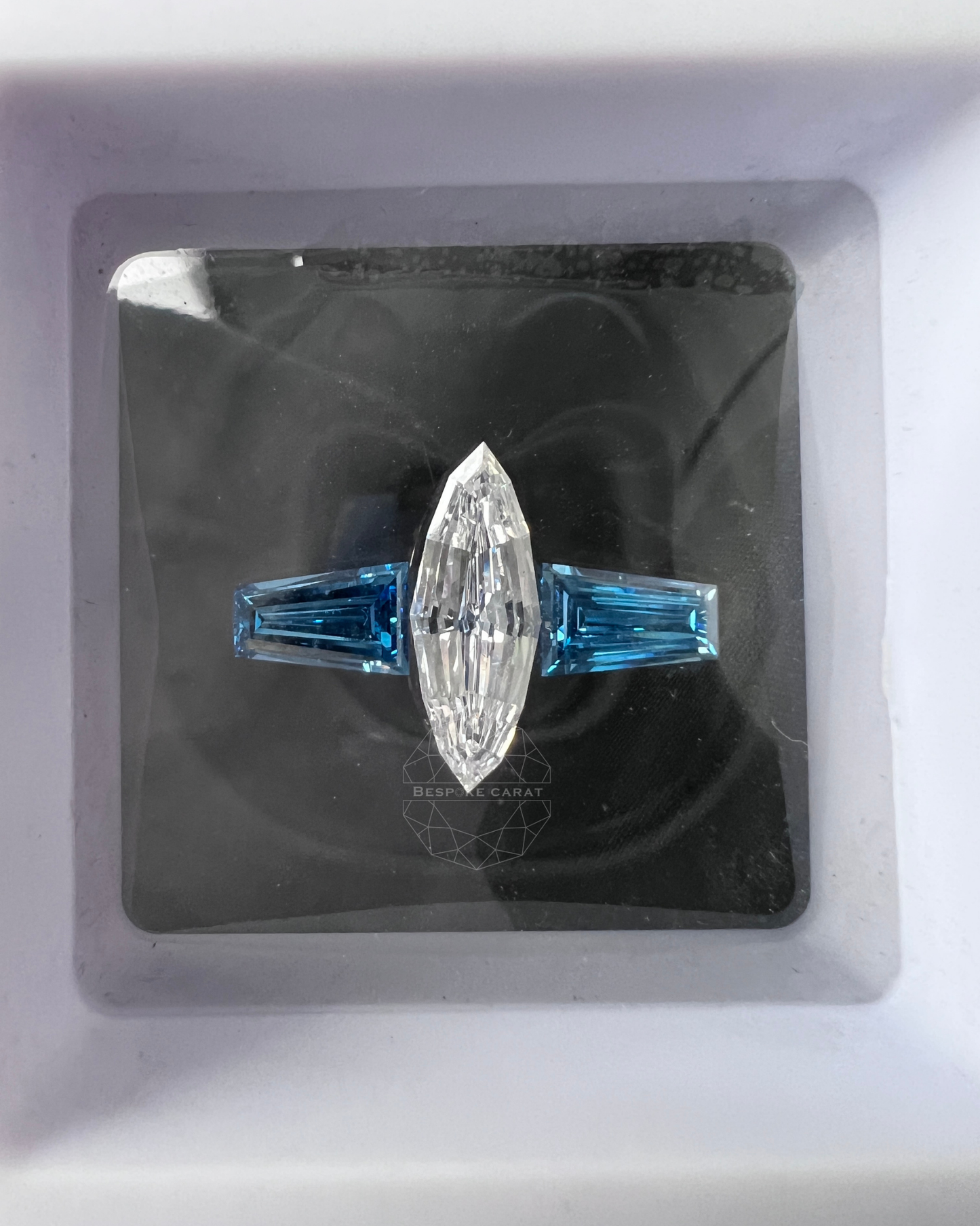 Marquise Step Cut Three Stone Engagement Ring Layout
