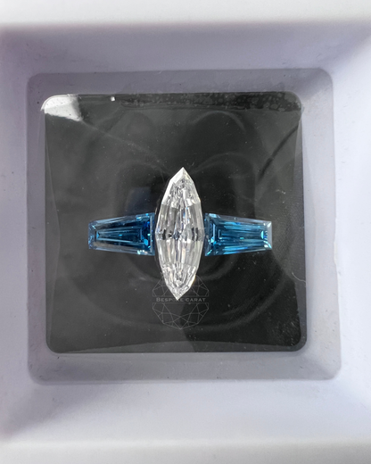 Marquise Step Cut Three Stone Engagement Ring Layout