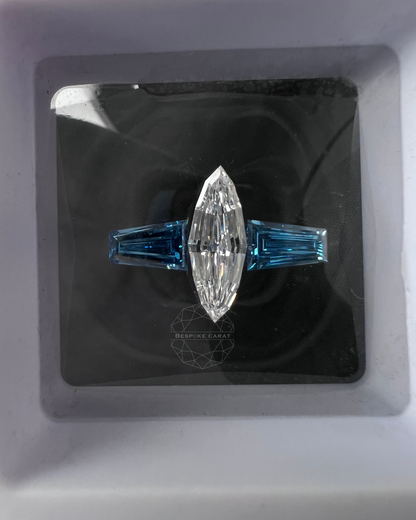 Marquise Step Cut Three Stone Engagement Ring Layout