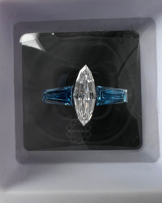 Marquise Step Cut Three Stone Engagement Ring Layout