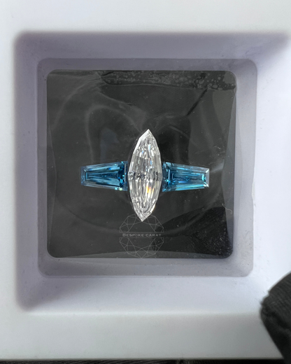 Marquise Step Cut Three Stone Engagement Ring Layout