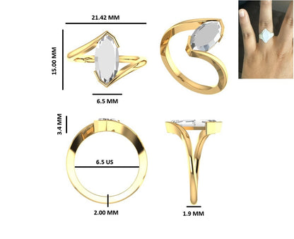 Custom Order for Ana Rangel – 2 CT Step Cut Marquise Diamond Sculptural Bezel Ring in 14K Gold - 1st Installment