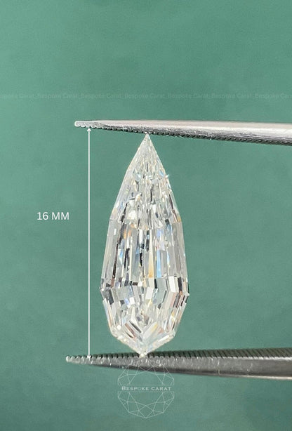 Pear Step Cut Lab Grown Diamond Matching Pair 4ct