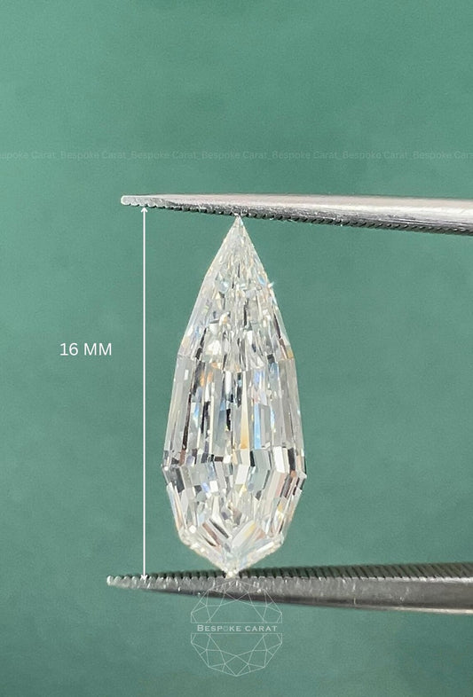 Pear Step Cut Lab Grown Diamond Matching Pair 4ct