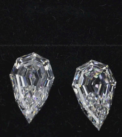 Pear Step Cut Lab Grown Diamond Matching Pair | E-F VVS | Perfect for Earrings | 4.18 CT Total