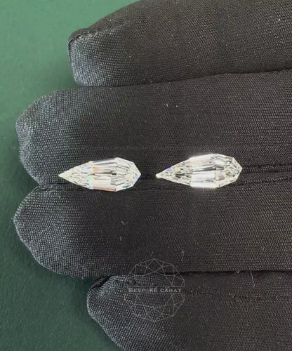 Pear Step Cut Lab Grown Diamond Matching Pair 3.63 CT