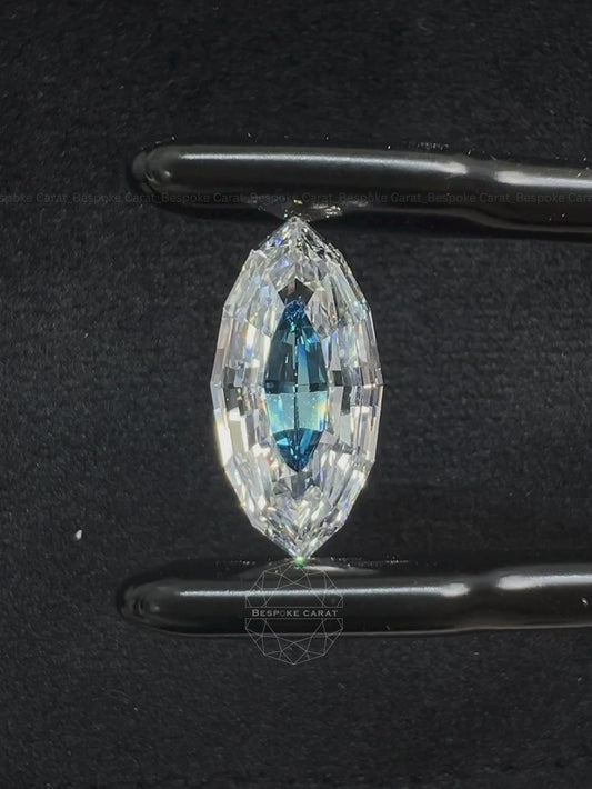 Marquise Step Cut Two Tone Lab Grown Diamond | White & Vivid Blue