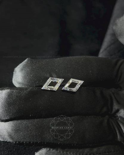 Windowed Lozenge Cut Lab Grown Diamond Matching Pair