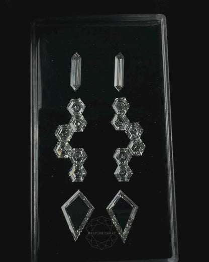 Geometric Hexagon & Kite Drop Earring Lab Grown Diamond Layout