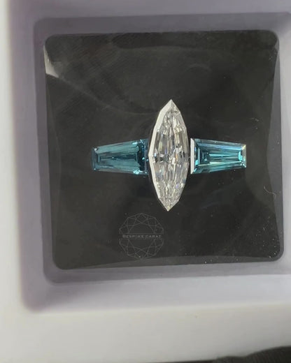 Marquise Step Cut Three Stone Engagement Ring Layout