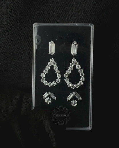 Hexagon Outline Drop Earring Layout | Elongated Hexagon Lab Grown Diamonds