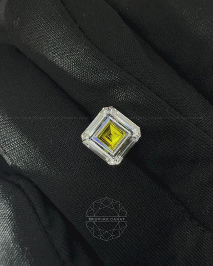Two Tone Square Step Cut Lab Grown Diamond