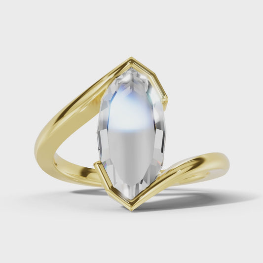 Custom Order for Ana Rangel – 2 CT Step Cut Marquise Diamond Sculptural Bezel Ring in 14K Gold - 1st Installment